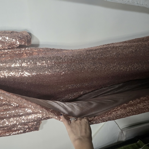Rose Gold Sequin V-Neck Dress - Picture 8 of 14
